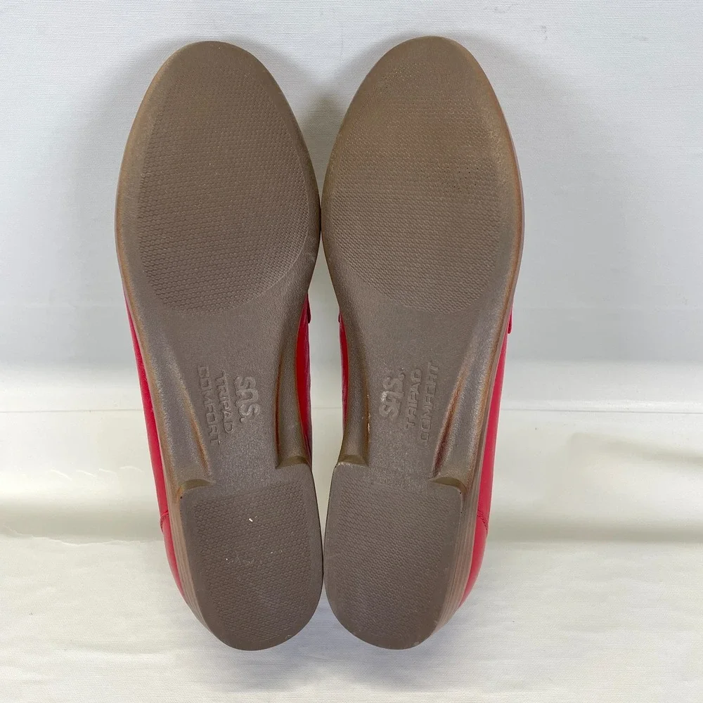 SAS Wink Penny Loafers Womens Size 7 S Red Leather Slip On Tripad Comfort Shoes